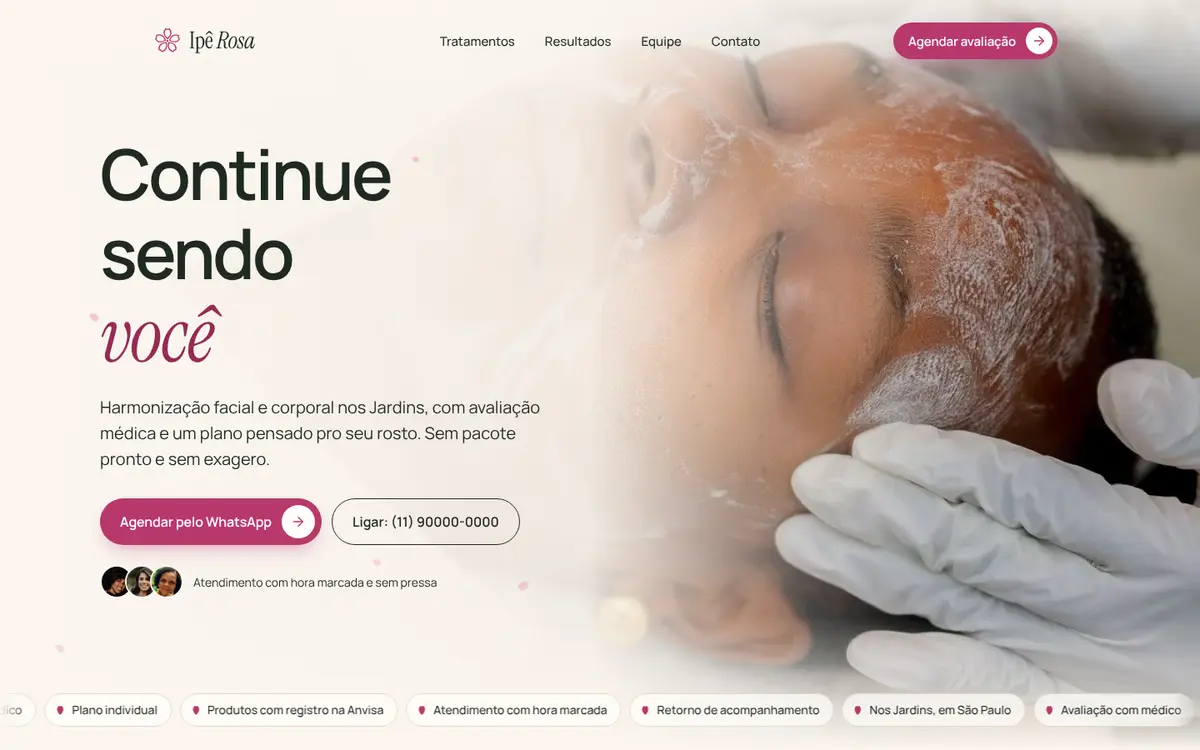 Site da Ipê Rosa Estética